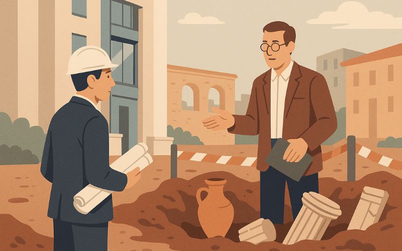 Ascensore bloccato per rinvenimenti archeologici